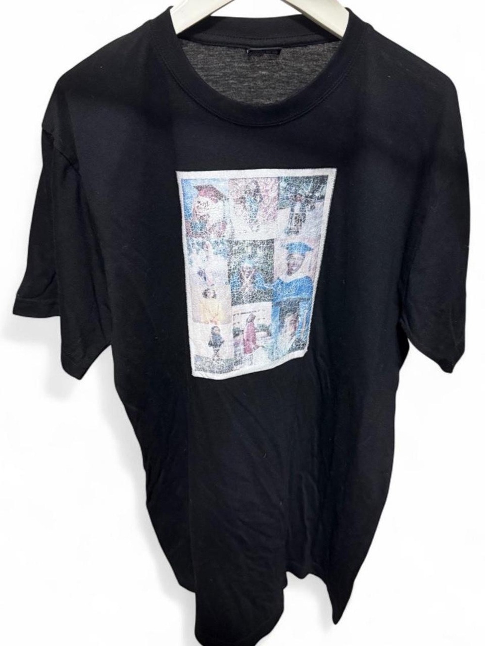 Men's Black Graphic Crew Tee with Photo Collage Print